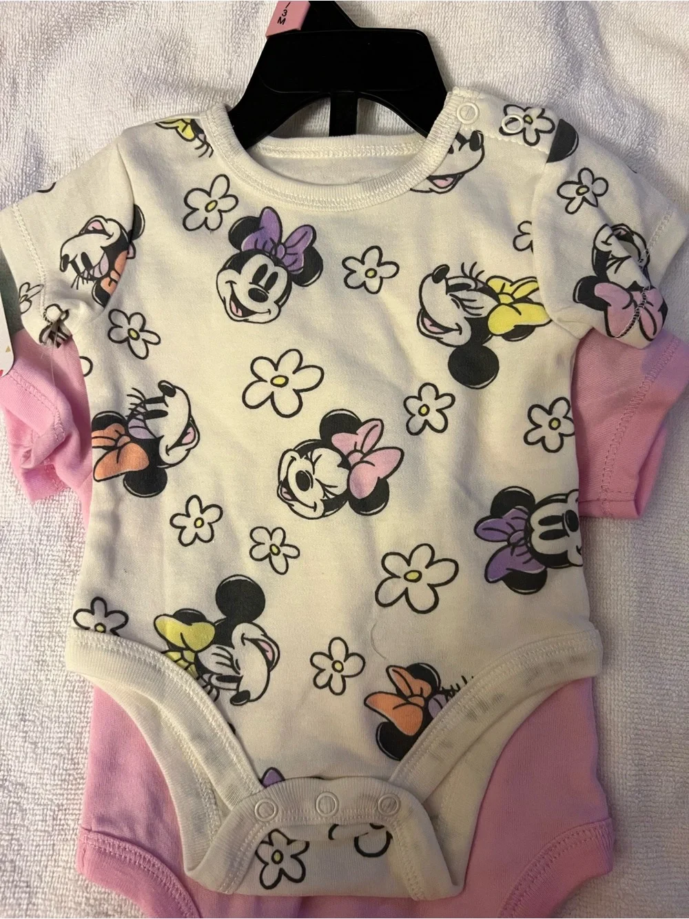 Disney Pink Minnie Mouse Graphic Baby One-Piece - set
